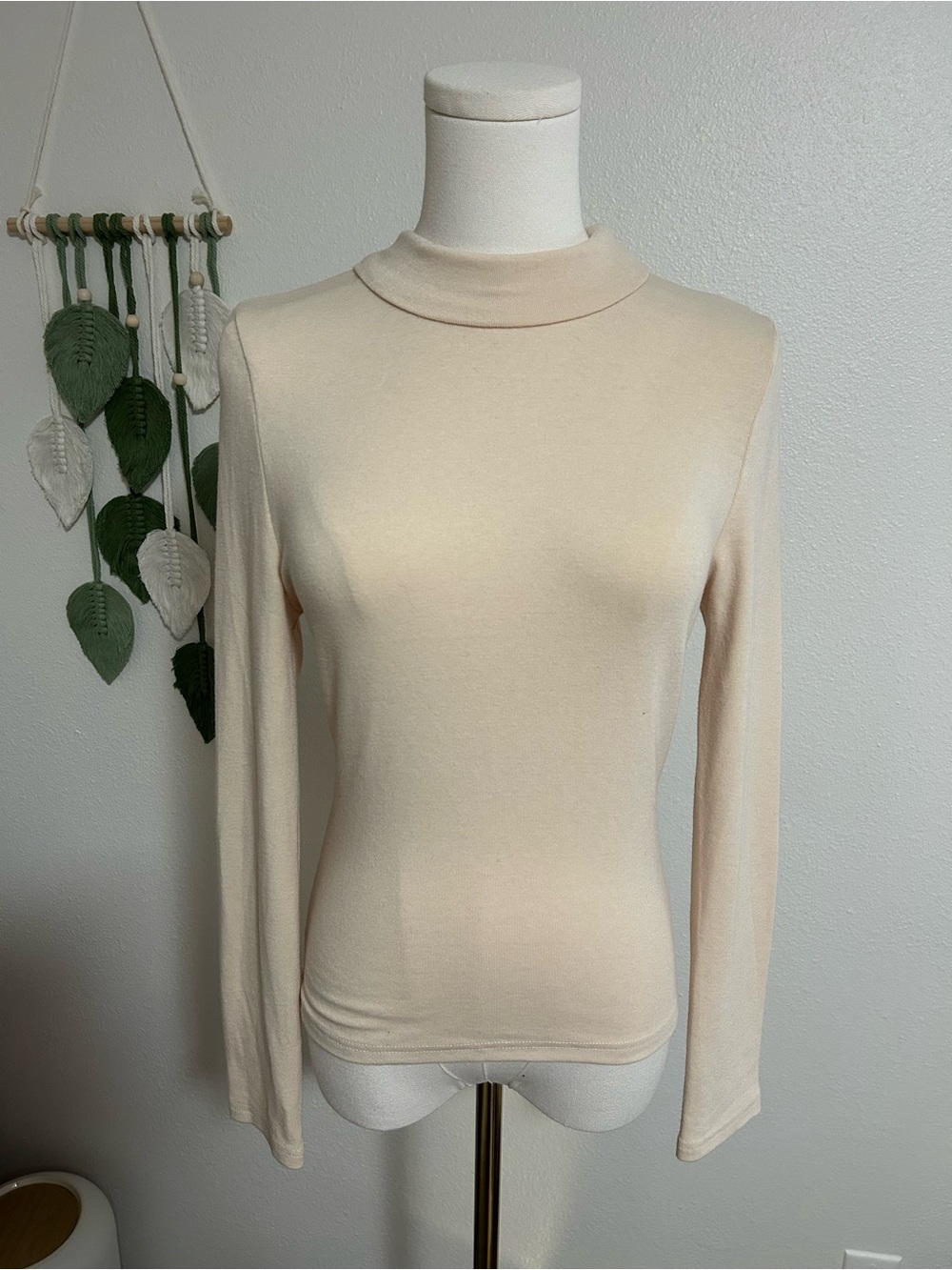 Roolee Cream Lightweight Turtleneck Top